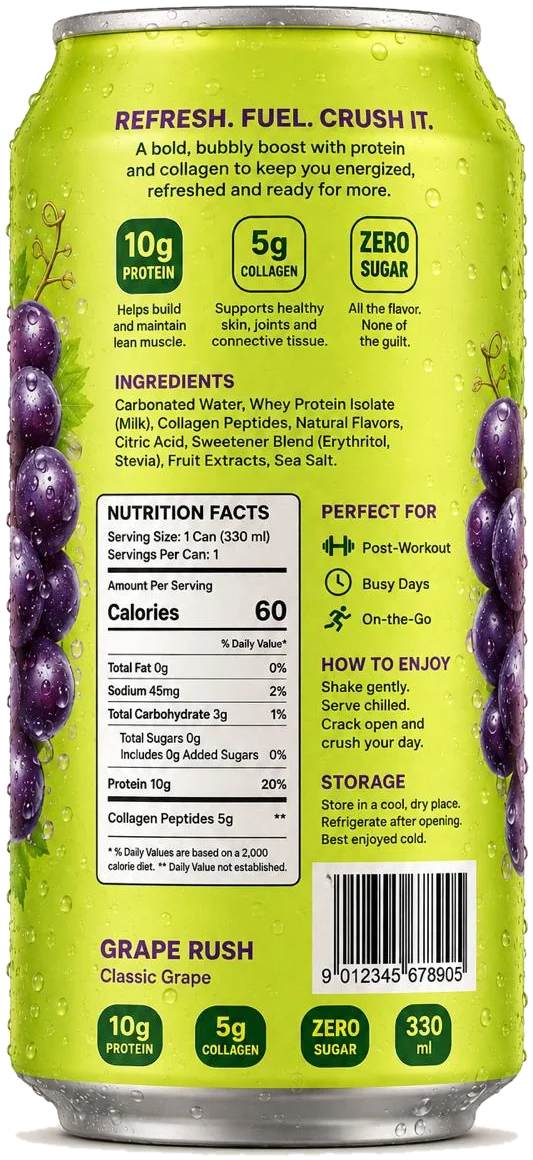 YES YOU CAN Grape Rush can — nutrition facts